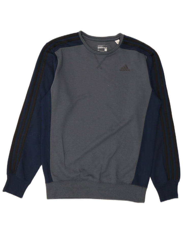 Adidas Mens Climalite Moletom Jumper Pequeno Azul Colorblock Poliéster