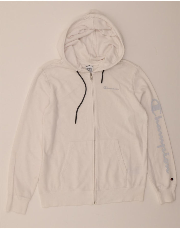 CHAMPION Womens Graphic Zip Hoodie Sweater UK 20 2XL White Cotton Vintage Champion and Second-Hand Champion from Messina Hembry 