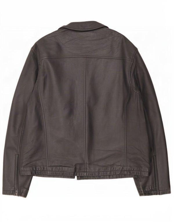 Jaqueta de couro masculina vintage UK 44 2XL preta