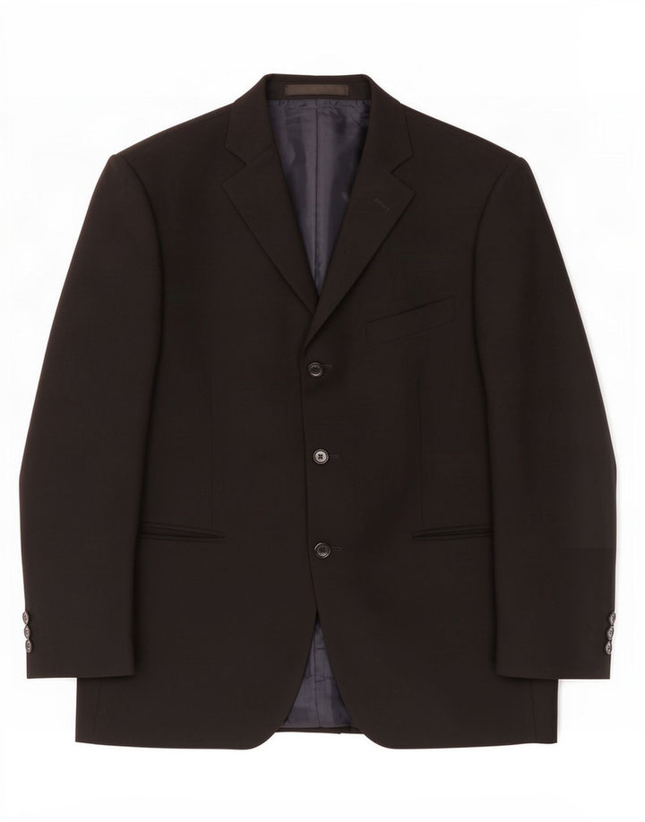 Jaqueta blazer masculina de 3 botões Marks & Spencer Reino Unido 40 poliéster preto médio