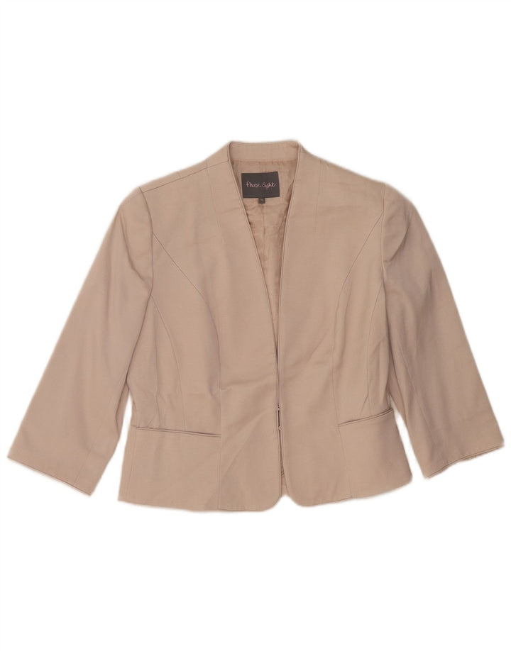 Fase Oito Jaqueta Blazer Feminina Manga 3/4 Reino Unido 12 Acetato Bege Médio