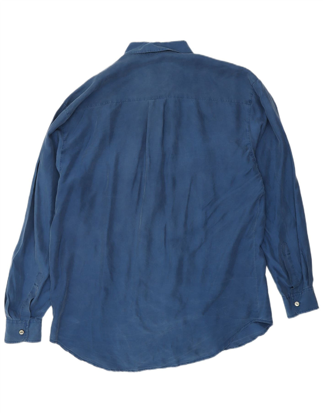 Camisa masculina VINTAGE seda azul médio