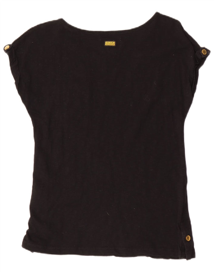 Camiseta feminina Barbour UK 8 pequena algodão preto