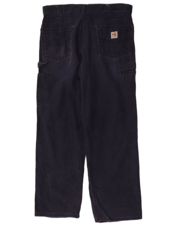 Calça Carhartt Masculina Straight Cargo W34 L30 Azul Marinho Algodão