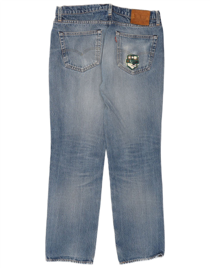 Calça jeans reta masculina Levi's desgastada W32 L30 azul algodão