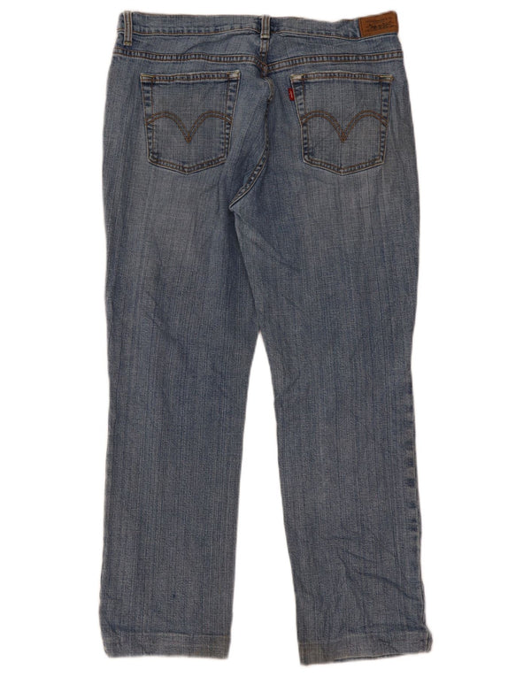Calça jeans feminina Levi's 505 Straight US 14 grande W34 L28 azul algodão