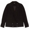 Jaqueta blazer feminina Topshop com peito duplo Reino Unido 8 pequena lã preta