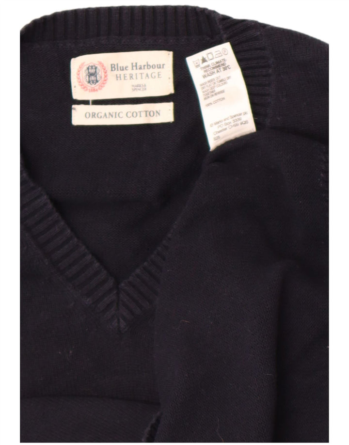 Regata masculina Marks & Spencer Blue Harbour Vest grande algodão azul marinho