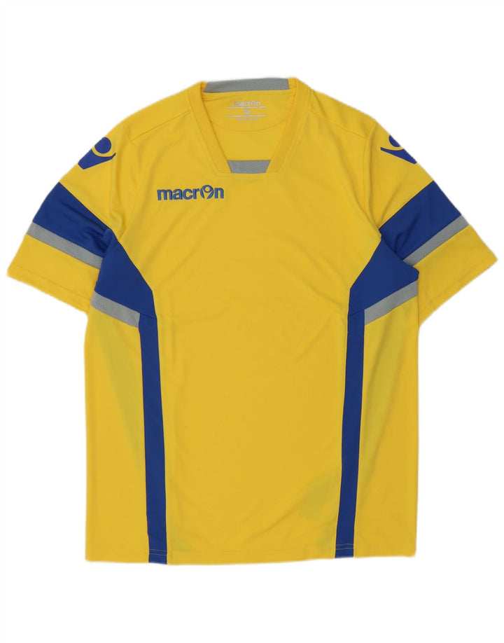 Camiseta gráfica masculina Macron Top médio amarelo colorblock poliéster