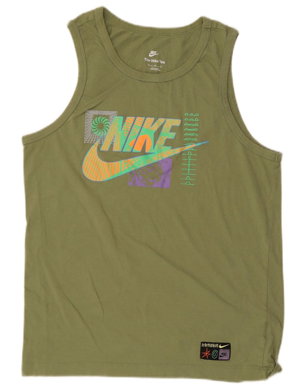 Camiseta Nike masculina gráfica Top médio algodão verde