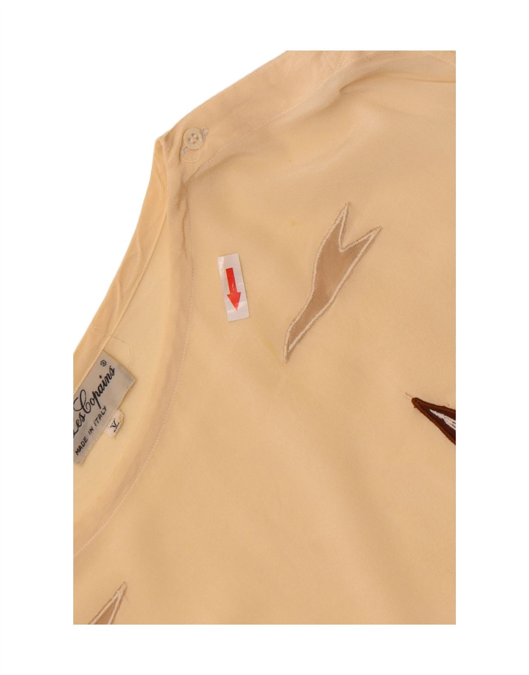 Blusa feminina transparente Les Copains UK 16 grande seda listrada bege