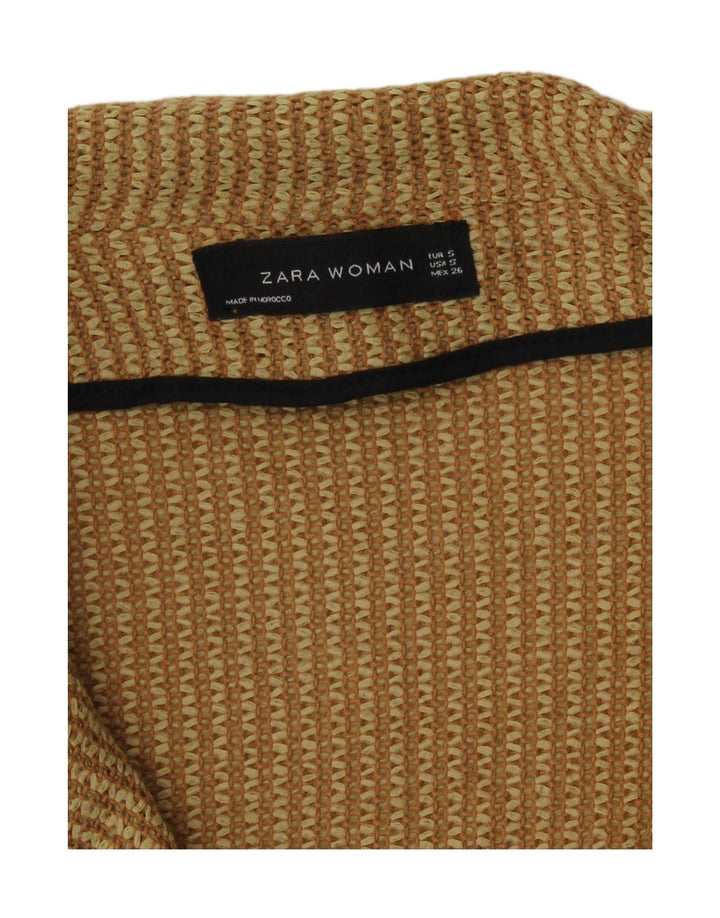 Casaco feminino de malha dupla Zara UK 10 pequeno algodão amarelo