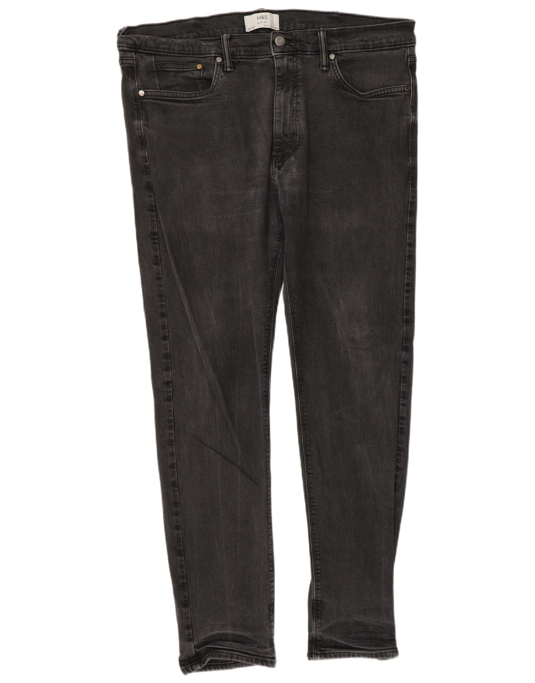 Marks & Spencer Mens Slim Jeans W38 L33 Algodão Cinza