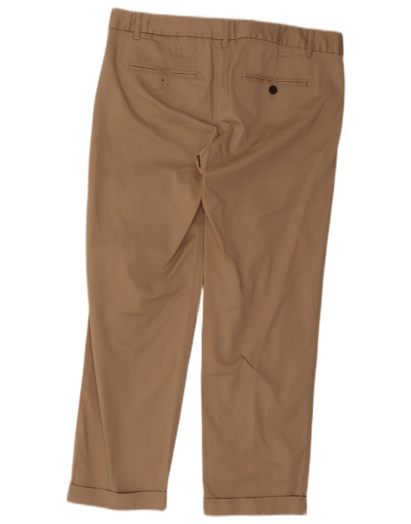 Calça chino reta feminina Gap Reino Unido 12 médio W32 L26 algodão bege