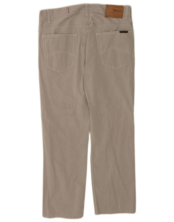 Calça casual masculina Marlboro Classics regular W34 L27 algodão listrado cinza