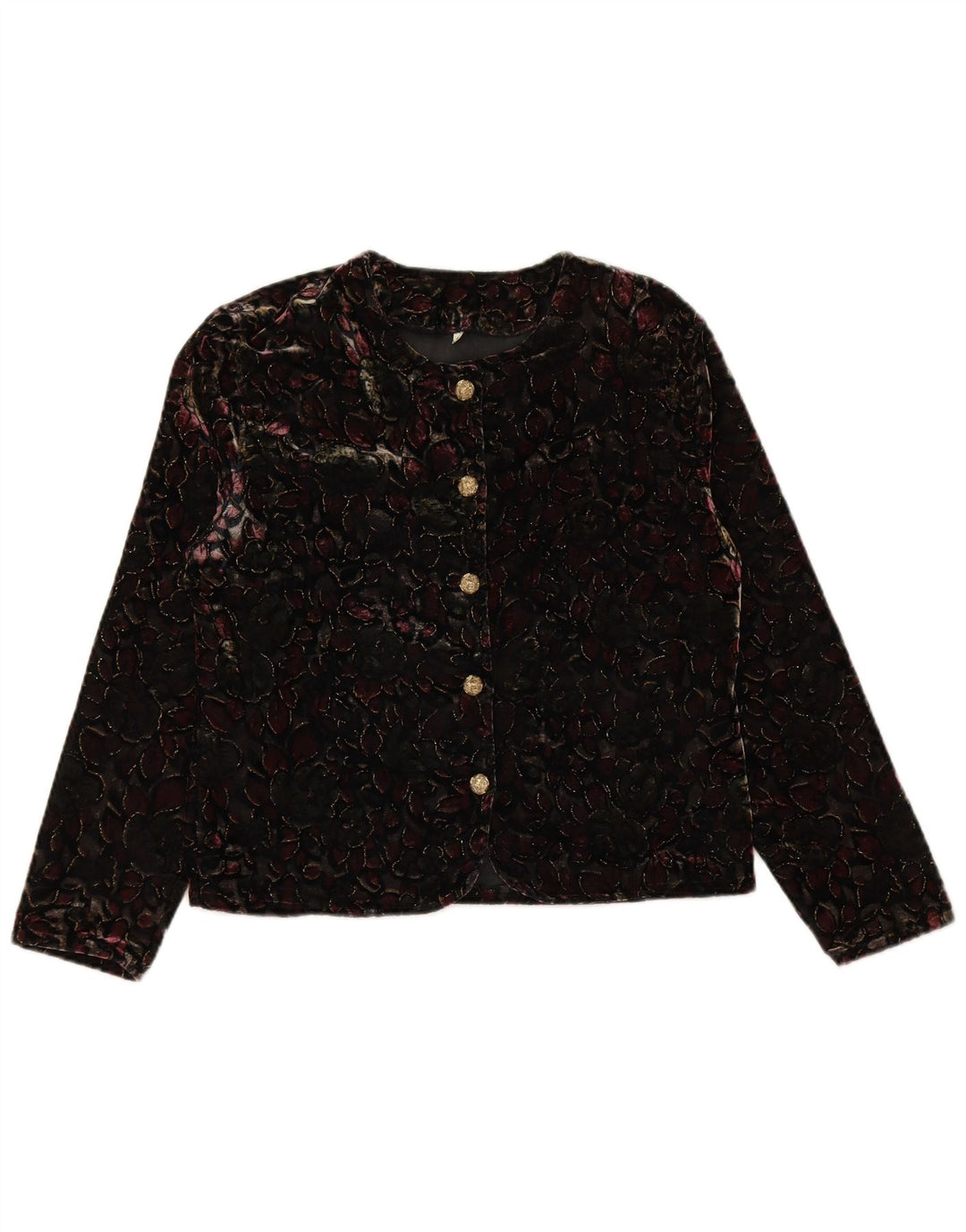 VINTAGE Womens Velvet Blazer Jacket UK 10 Small Multicoloured Floral