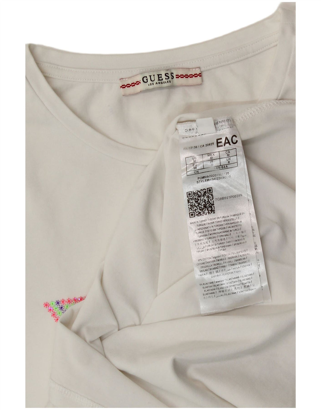 Camiseta feminina Guess com estampa gráfica UK 12 algodão branco médio