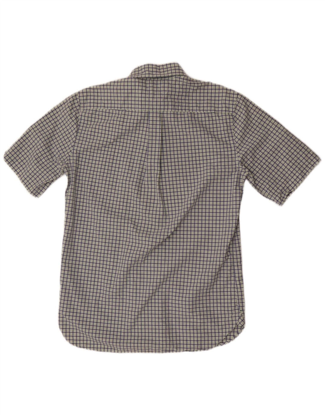 Tommy Hilfiger Camisa masculina de manga curta pequena azul xadrez de algodão