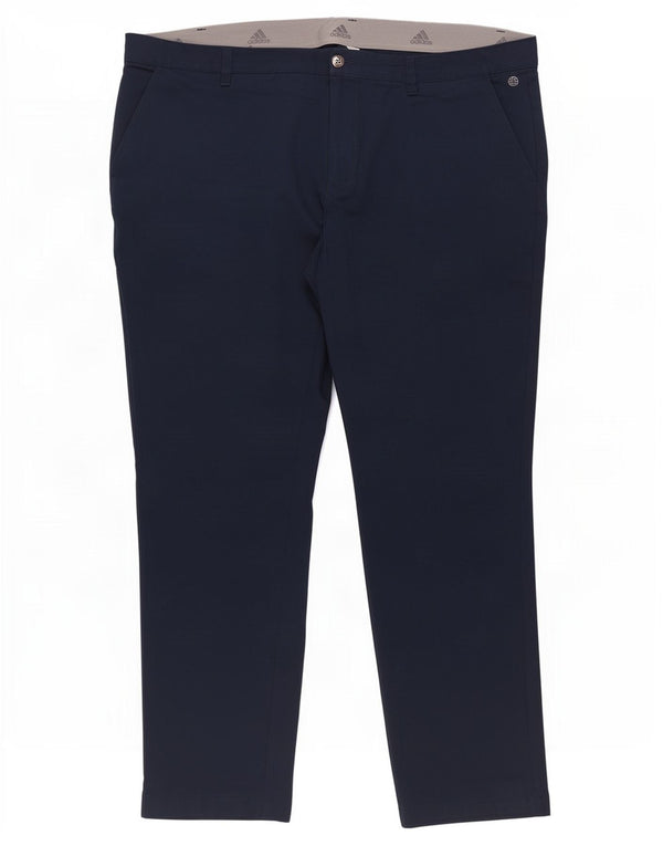 Adidas Mens Slim Chino Calças W40 L32 Poliéster Azul Marinho