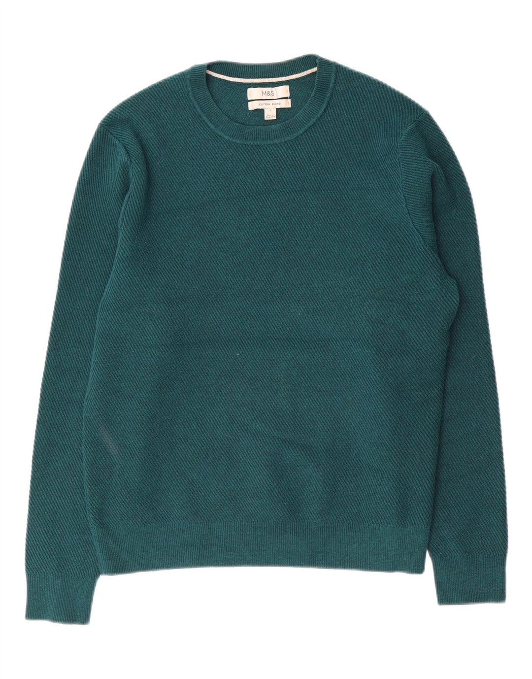 Suéter masculino Marks & Spencer com gola redonda, pequeno algodão verde