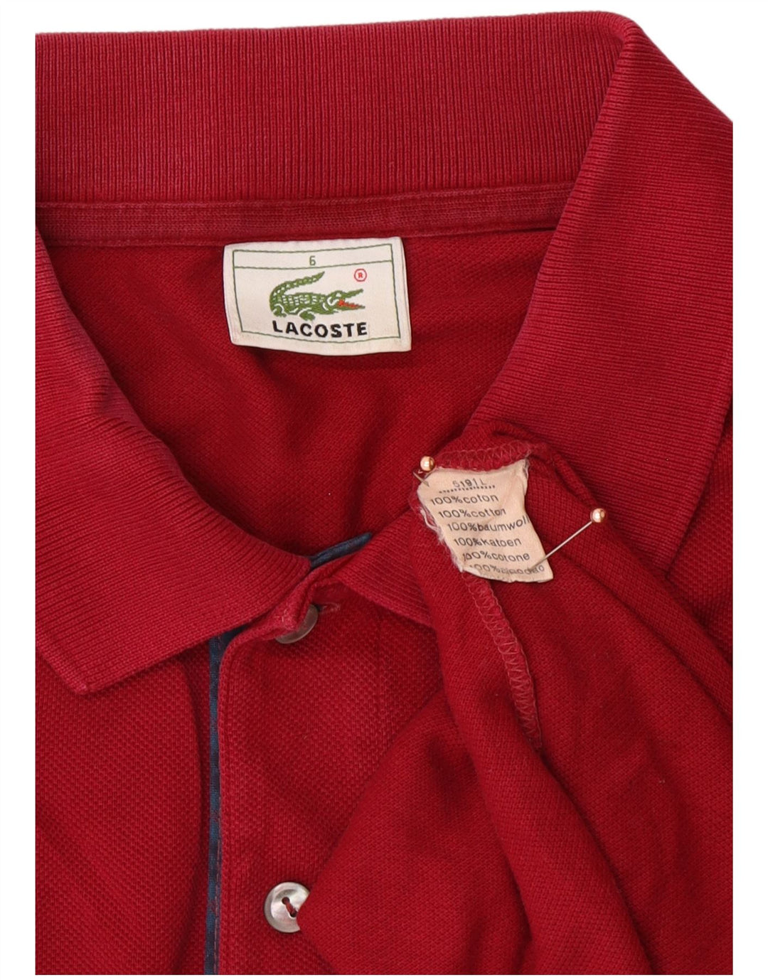 Camisa polo masculina LACOSTE tamanho 6 XL algodão vermelho