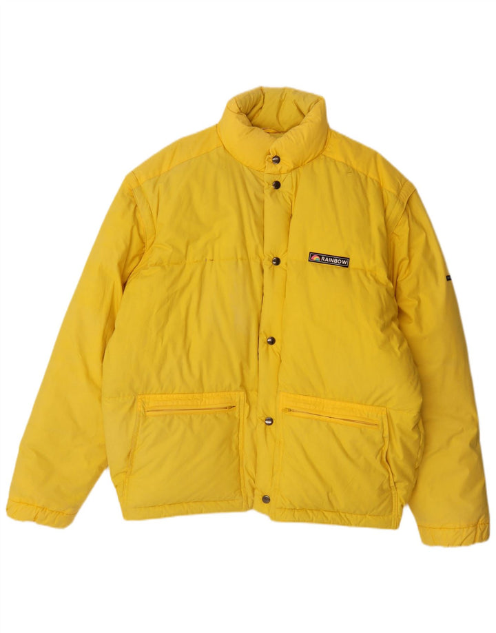 Jaqueta de esqui acolchoada com capuz masculina Rainbow UK 40 grande algodão amarelo