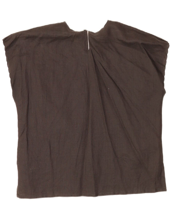 Blusa feminina Umberto Severi UK 14 linho floral preto médio