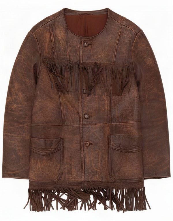 Jaqueta de couro masculina vintage Reino Unido 42 XL marrom