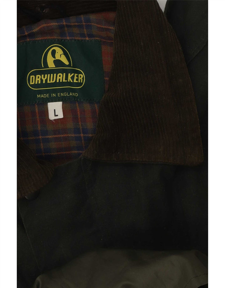 Jaqueta masculina vintage de algodão encerado UK 40 verde grande