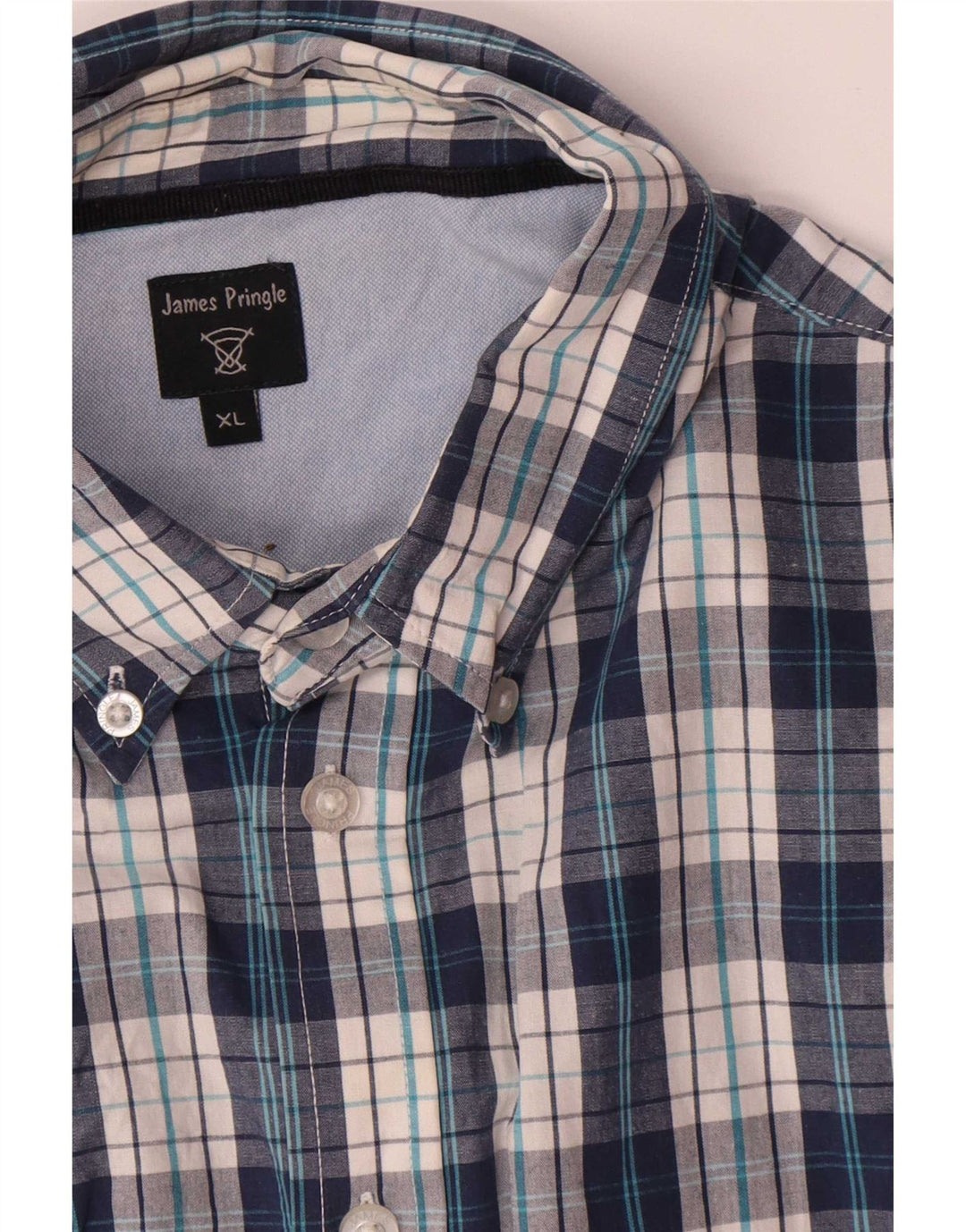 Camisa masculina James Pringle XL azul xadrez algodão