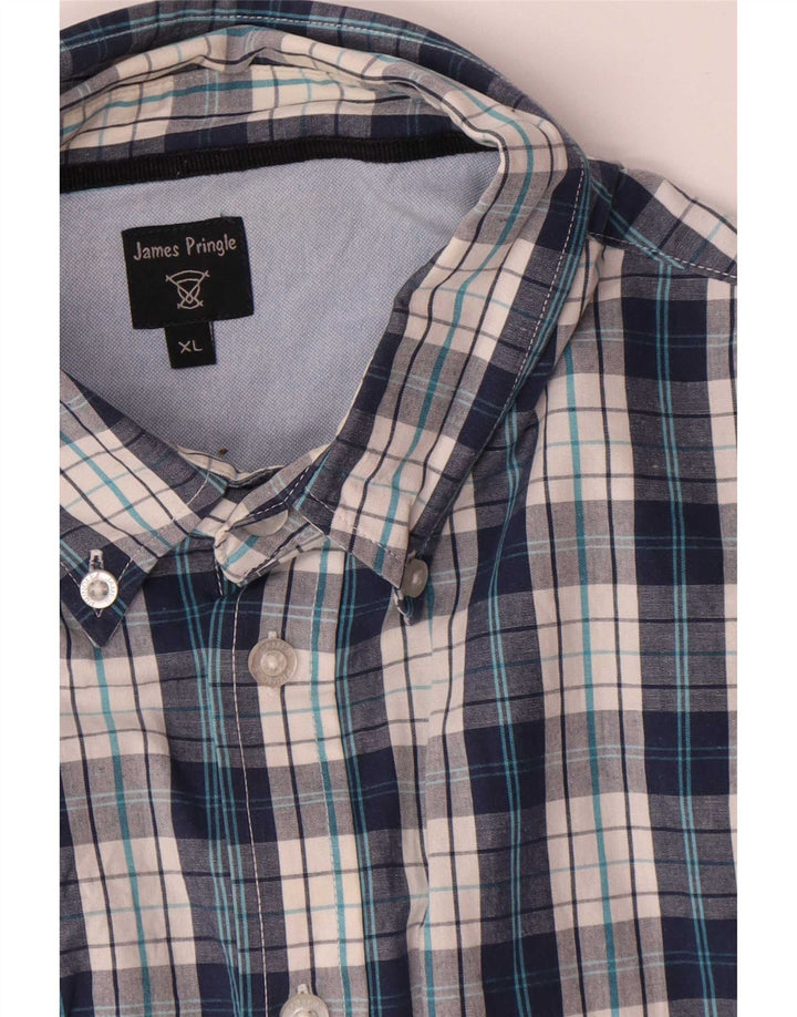 Camisa masculina James Pringle XL azul xadrez algodão