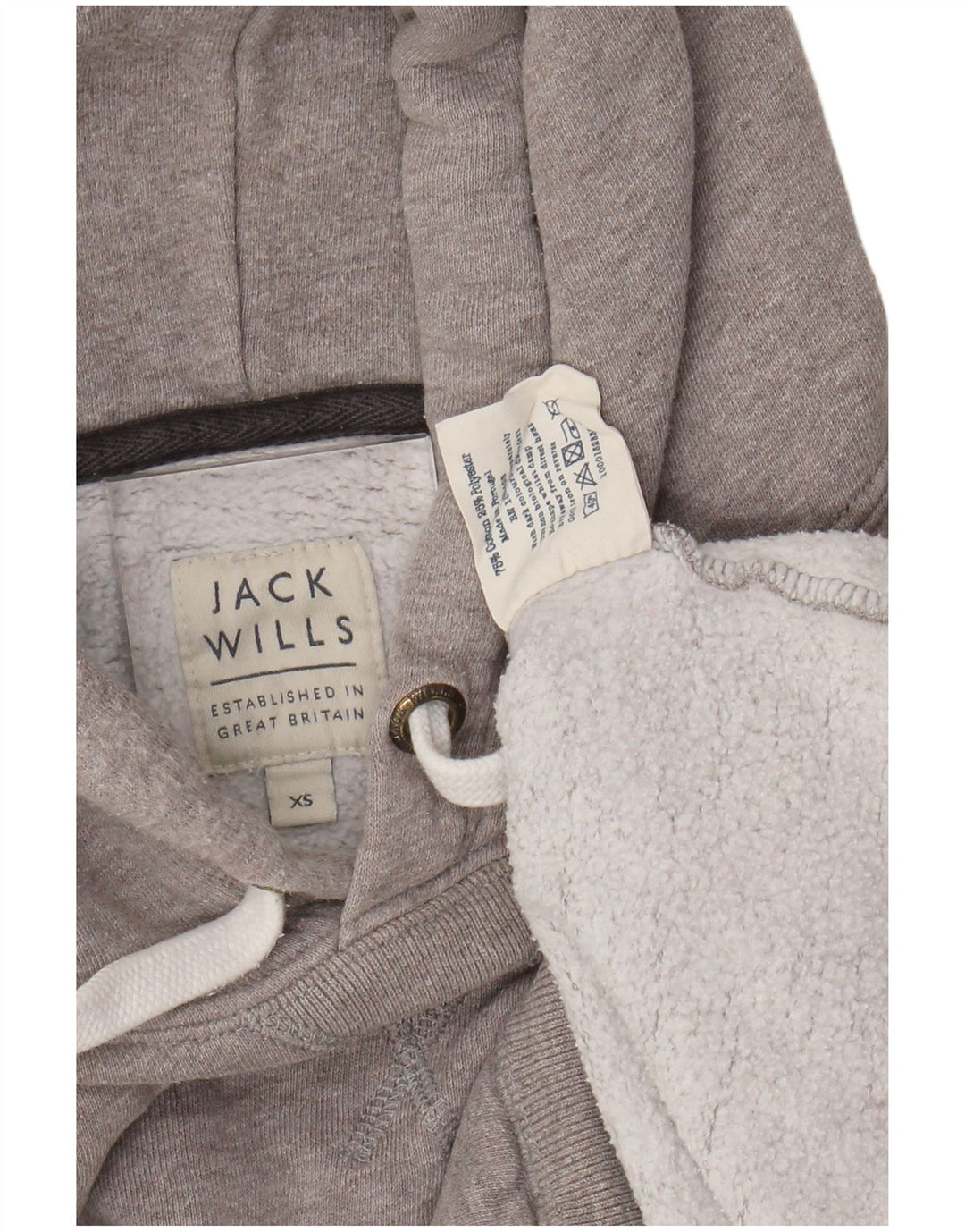 JACK WILLS Suéter feminino com capuz grande e gráfico UK 6 XS algodão cinza
