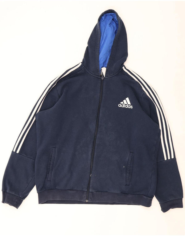 Adidas masculino zip moletom com capuz 2XL algodão azul marinho