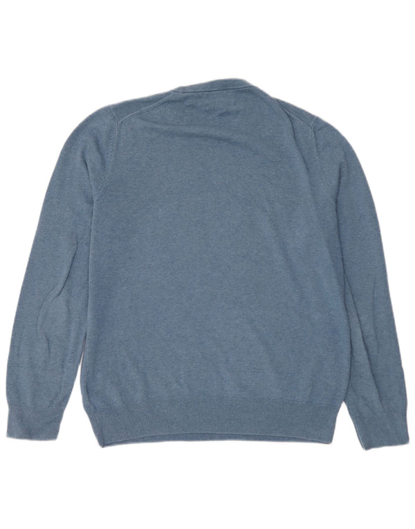 Suéter masculino Marks & Spencer com gola redonda, algodão azul médio