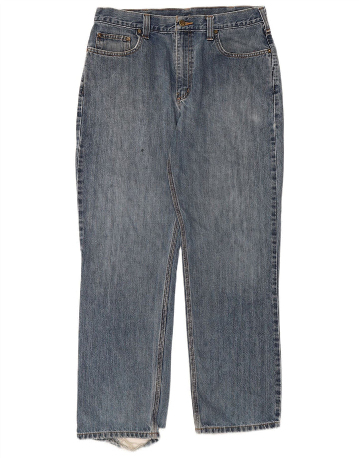 Carhartt Mens Straight Jeans W36 L32 Azul Algodão