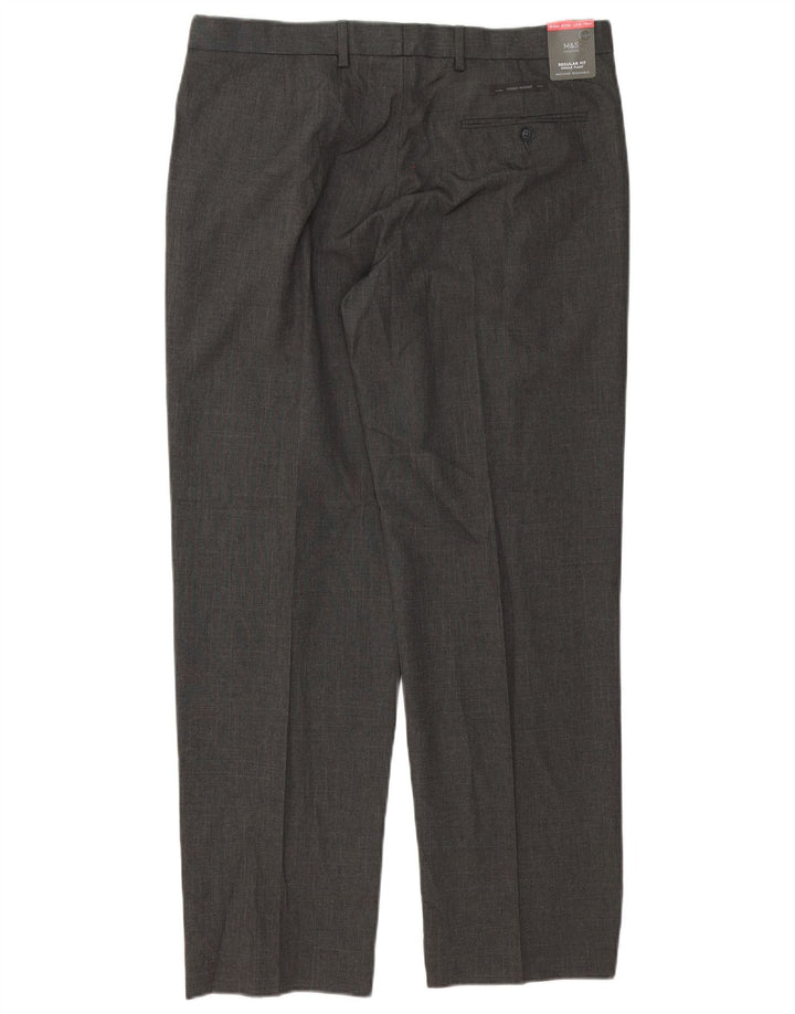 Calça masculina de ajuste regular MARKS & SPENCER W36 L31 poliéster cinza