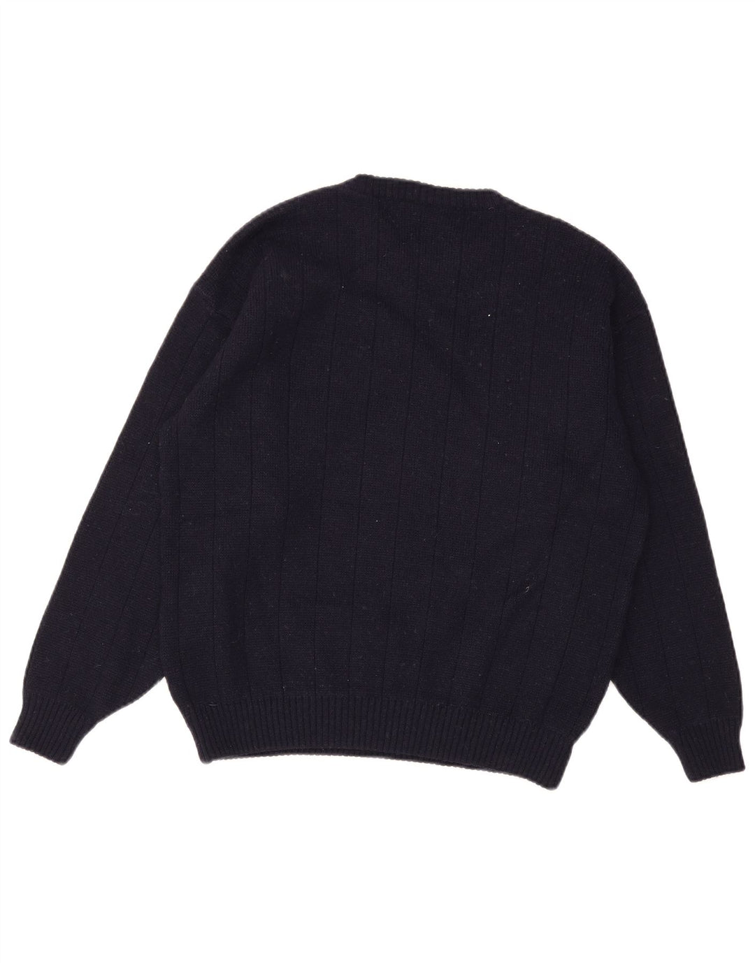 Suéter vintage masculino com gola redonda, azul marinho médio