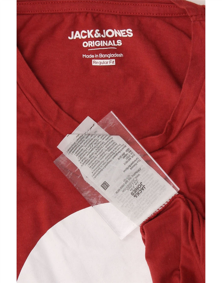 JACK & JONES Mens Regular Fit Graphic T-Shirt Top XL Burgundy Cotton Vintage Jack & Jones and Second-Hand Jack & Jones from Messina Hembry 