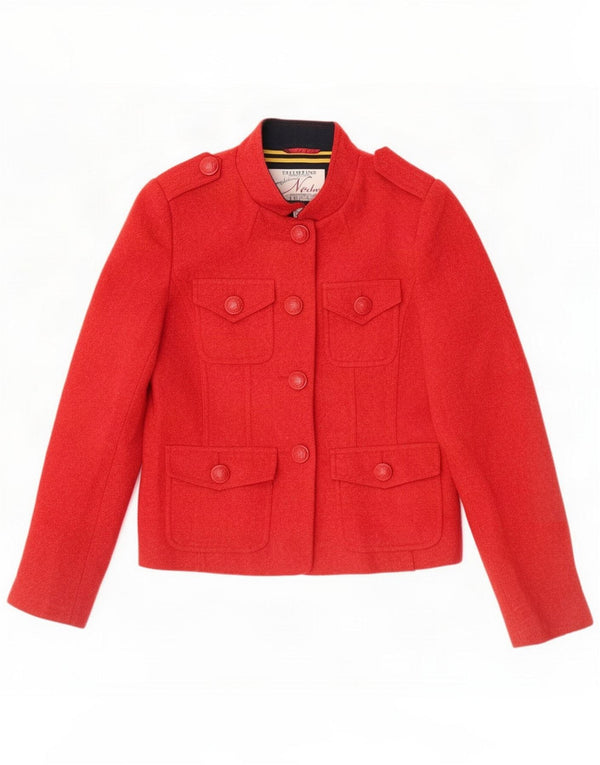 Ness Womens Military 4 Button Blazer Jacket UK 10 Small Red Wool