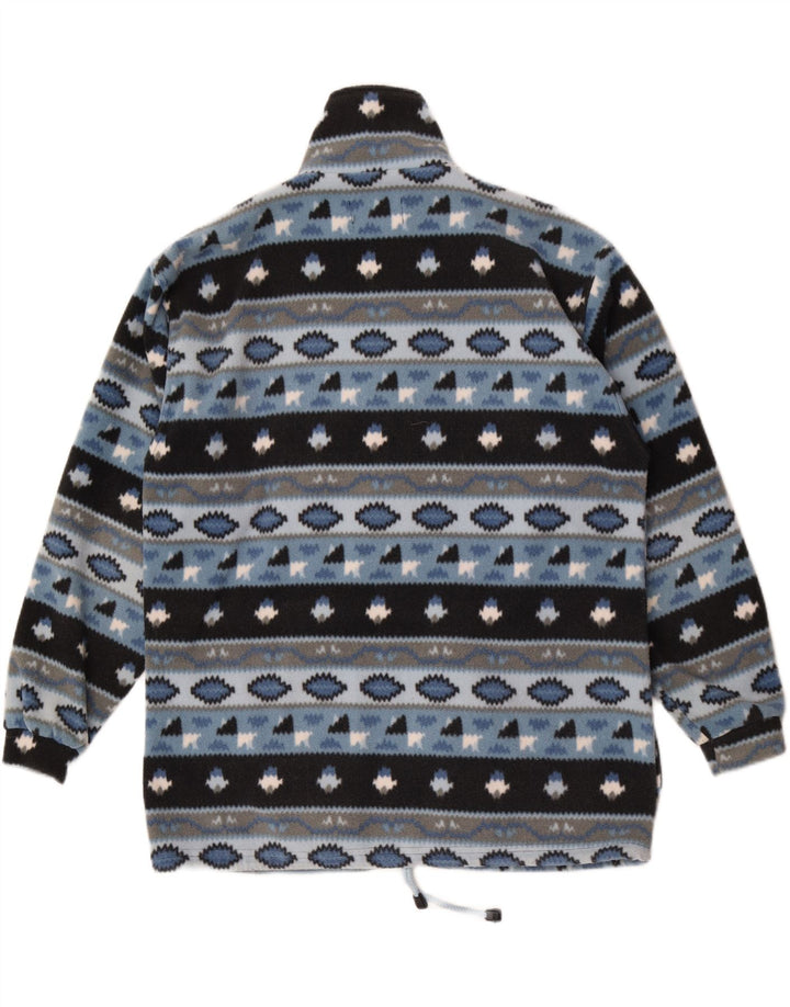 Jaqueta de lã masculina vintage Reino Unido 38 poliéster Fair Isle azul médio
