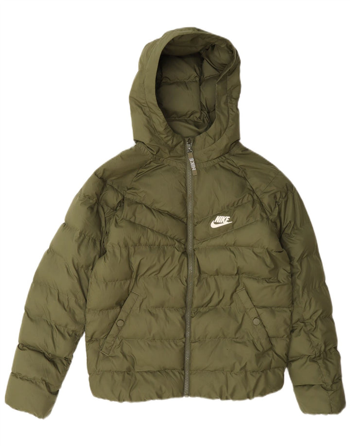 Jaqueta acolchoada com capuz Nike Boys 10-11 anos poliéster cáqui médio