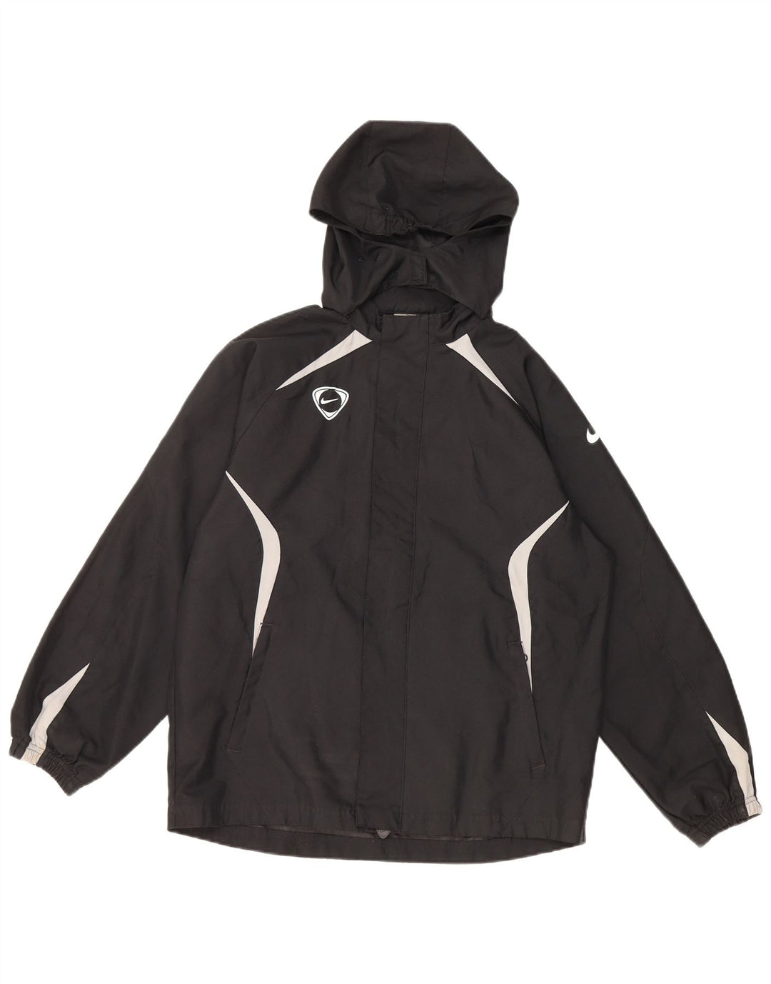 Jaqueta de chuva com capuz para meninos NIKE 12-13 anos grande preto colorblock poliéster