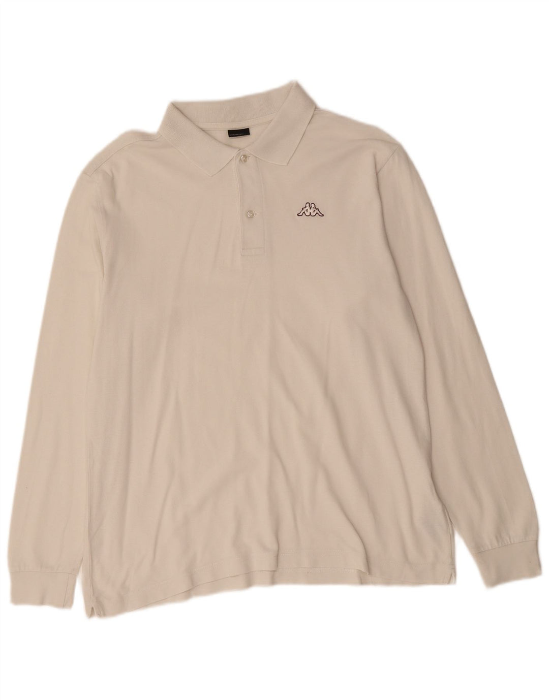 Camisa polo masculina de manga comprida KAPPA de algodão branco médio