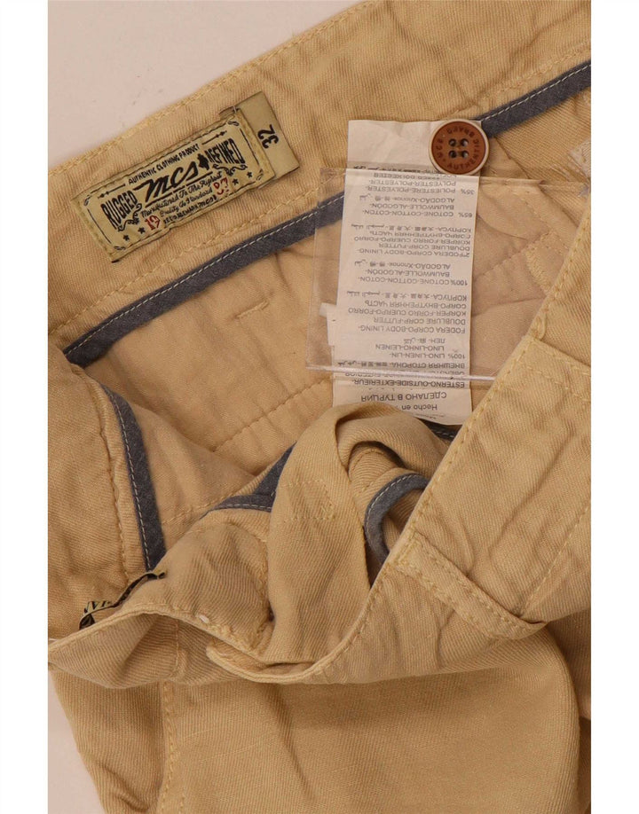 Marlboro Classics Mens Chino Shorts W32 Algodão Bege Médio