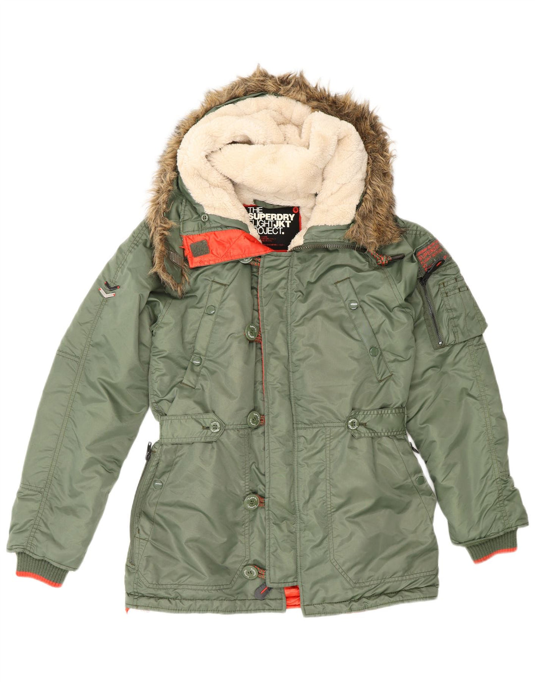 Jaqueta Parka masculina Superdry com capuz UK 36 Nylon verde pequeno