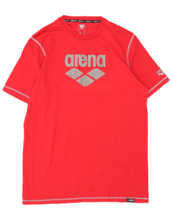 Arena Mens Graphic T-Shirt Top Grande Algodão Vermelho
