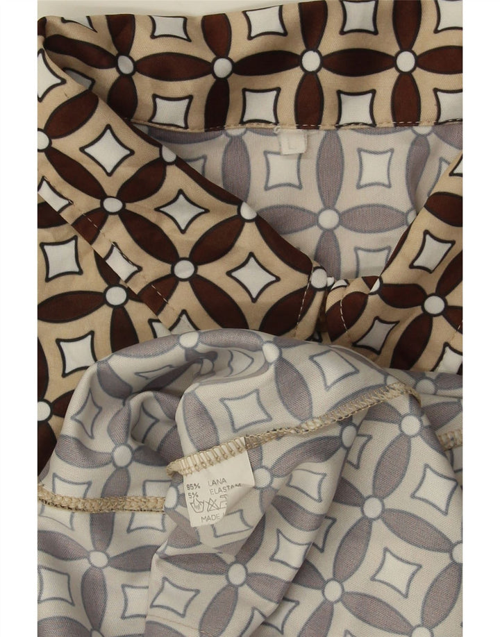 Camisa feminina VINTAGE Reino Unido 16 grande lã geométrica bege