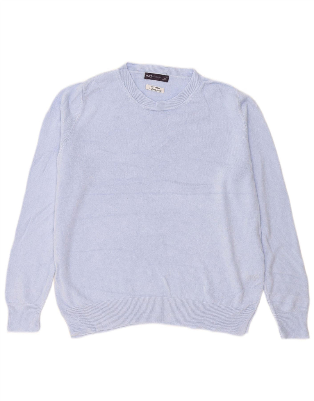 Suéter feminino Marks & Spencer grande com gola redonda Reino Unido 16 grande azul