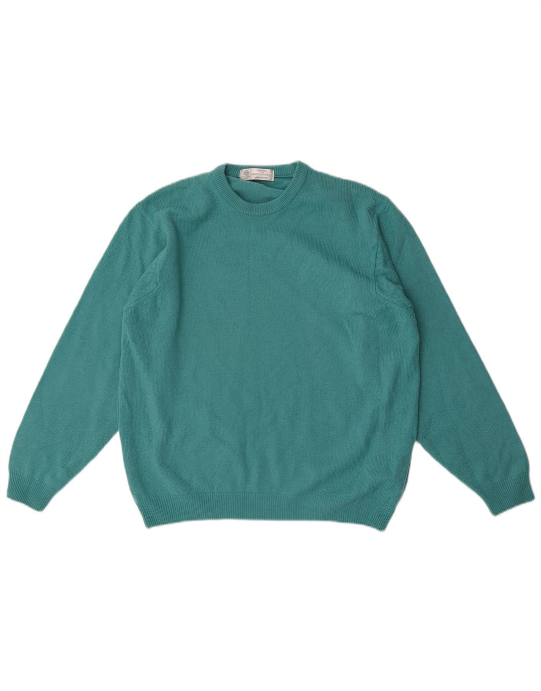Suéter masculino Marks & Spencer com gola redonda, pequeno, azul, lã nova