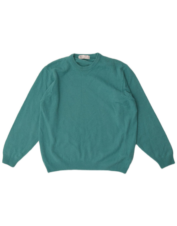 Suéter masculino Marks & Spencer com gola redonda, pequeno, azul, lã nova